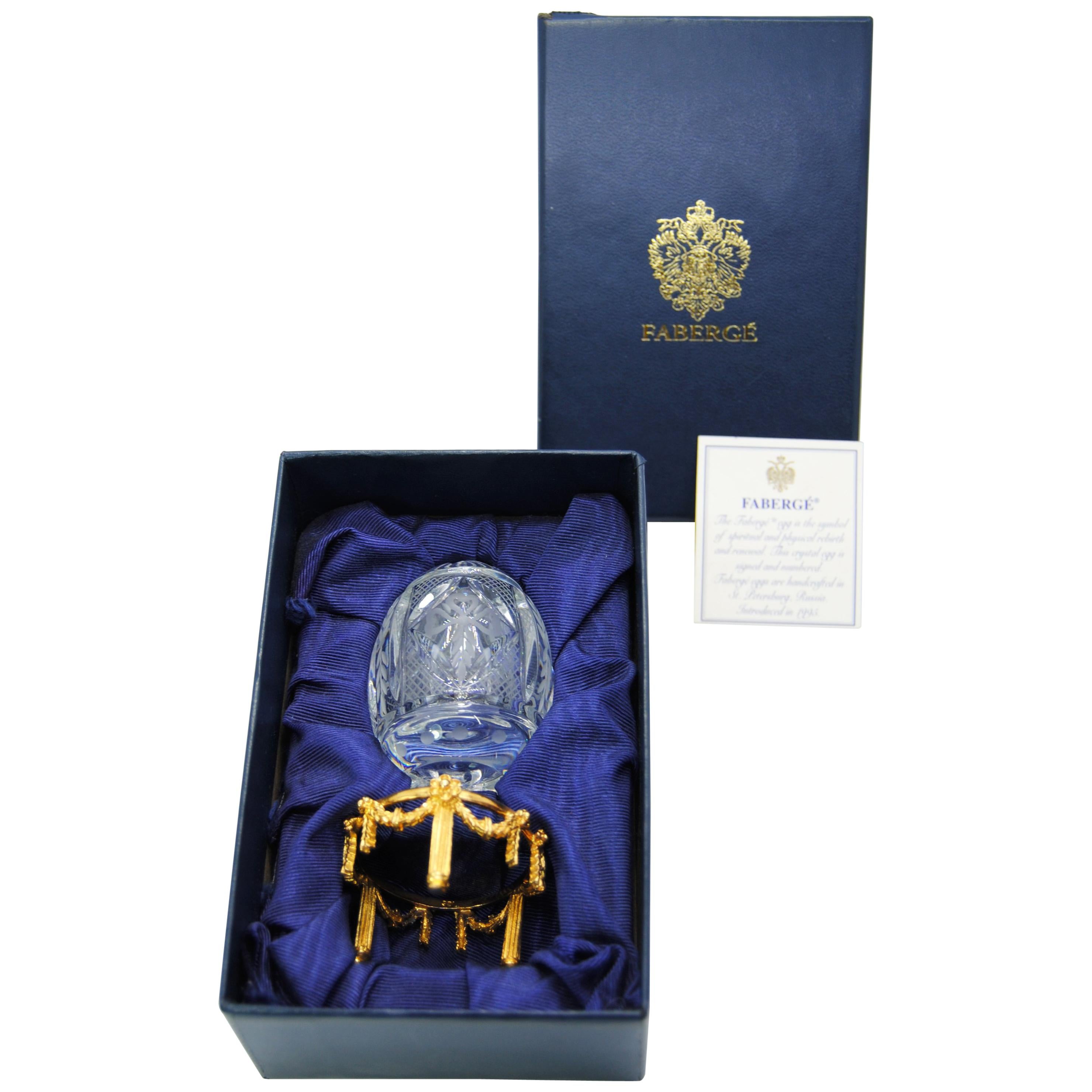 Star of the North Faberge Egg Crystal with Sterling Silver Gold-Plated Base