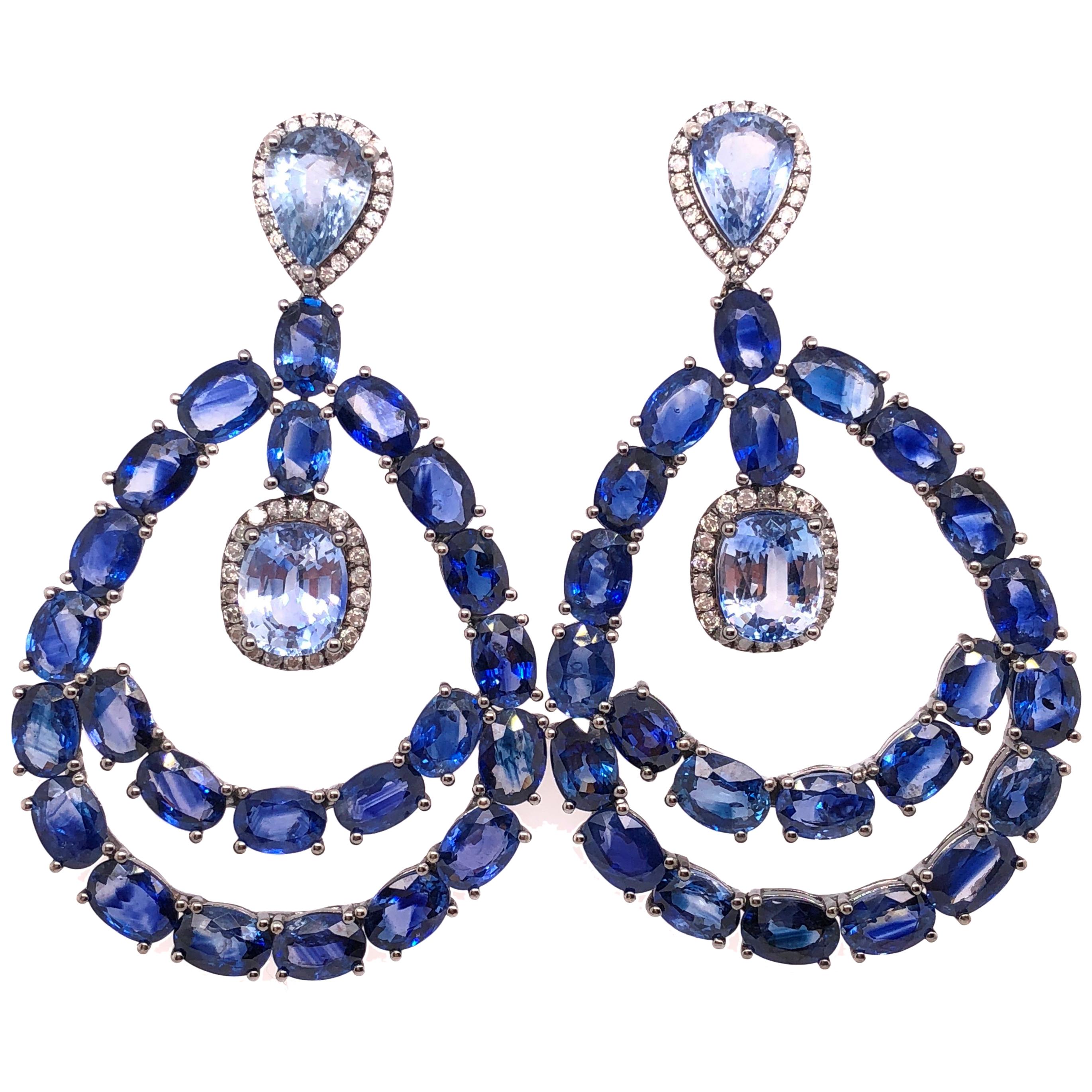 Ruchi New York Chandelier Blue Sapphire Earrings