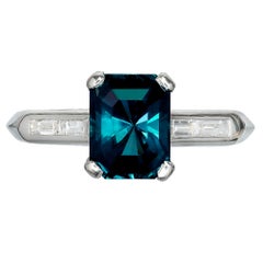 Peter Suchy GIA Certified 3.15 Carat Green Sapphire Diamond Platinum Ring