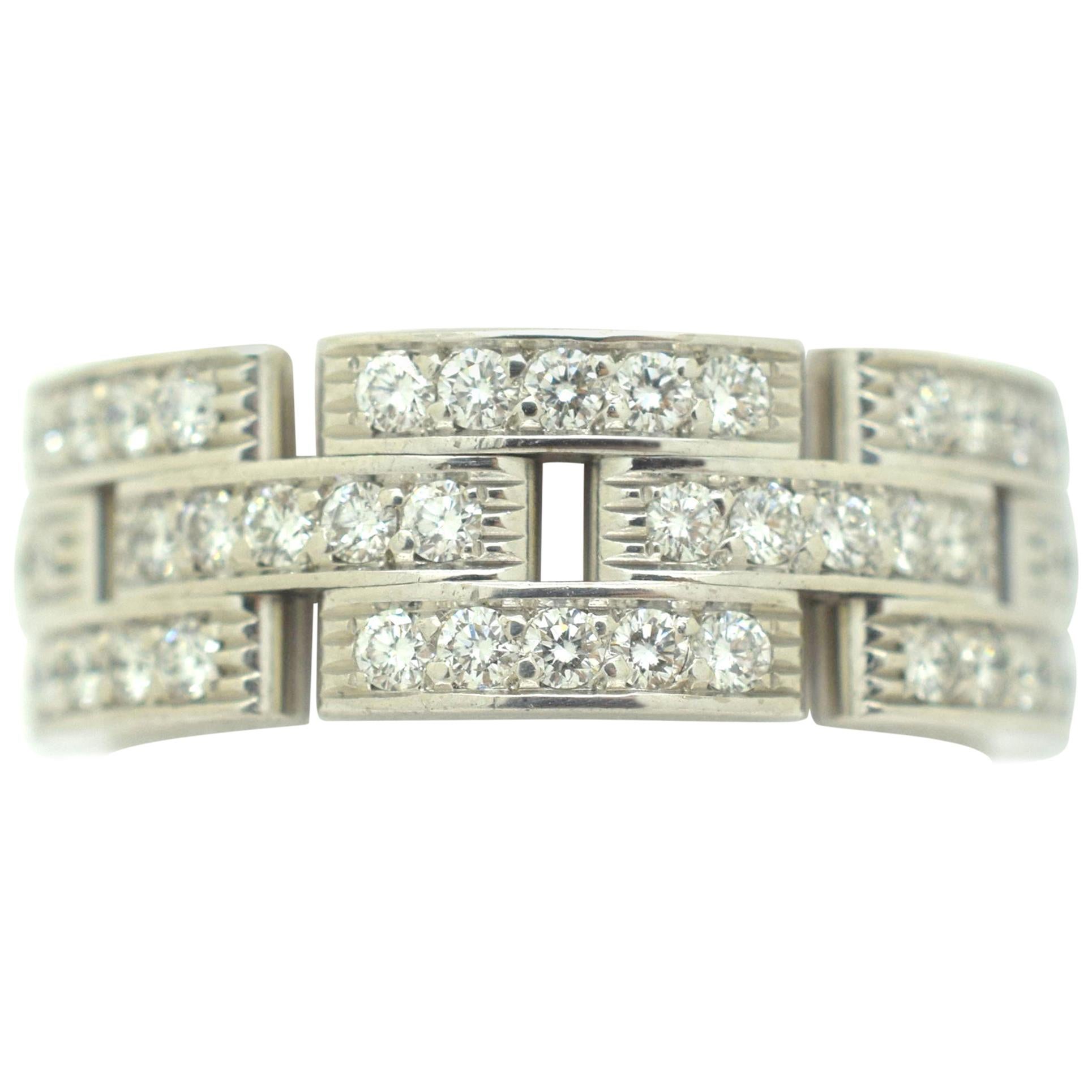 Cartier Maillon Panthère Diamond Ring 18 Karat White Gold