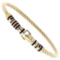 Giovepluvio 18 Karat Yellow Gold Enamel Nautical Bangle Bracelet