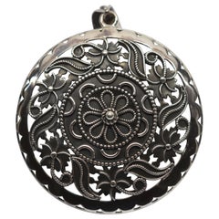 Vintage Ornate Sterling Silver Medallion Pendant