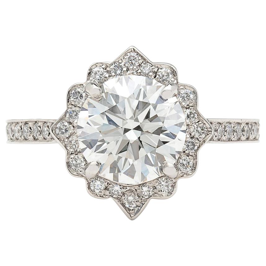  GIA 2.01 Carat H/VS1 Diamond Platinum Engagement Ring