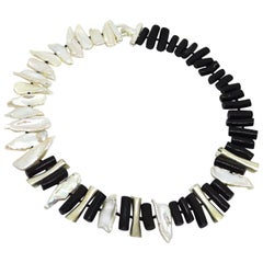 Decadent Jewels Keshi Pearl Black Coral Silver Necklace