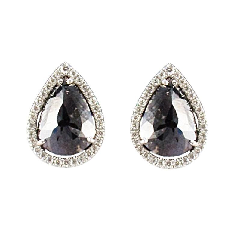 7 21 Carat Total Pear Shape Black Diamond Fancy Stud Earrings In 14 Karat Gold 7 21 Carat Total Pear Shape Black Diamond Fancy Stud Earrings In 14 Karat Gold