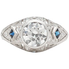 GIA Bague de fiançailles 1,25 carat I/SI1 diamant saphir