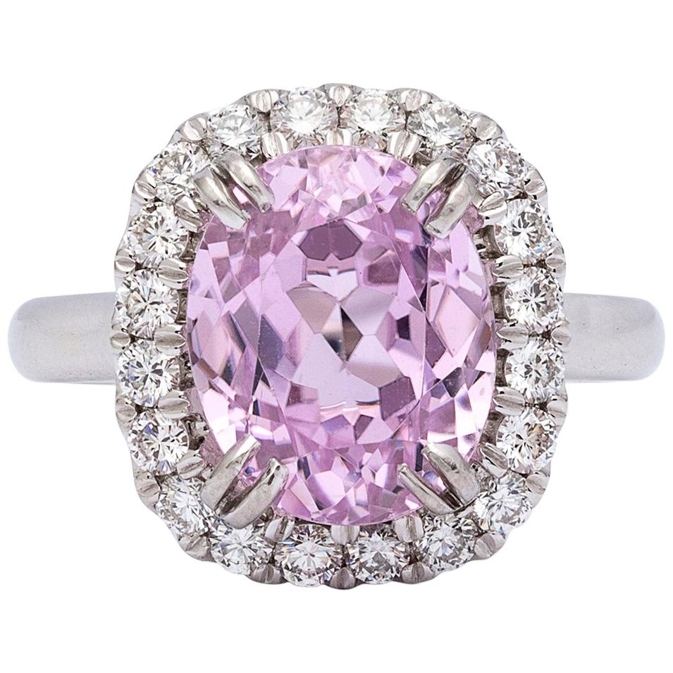 5.53 Carat Kunzite and Diamond Ring