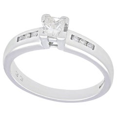 Retro 1990s Princess Cut Diamond and White Gold Solitaire Engagement Ring