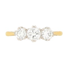 Late Art Deco Three-Stone Diamond Engagement Ring, circa 1930s