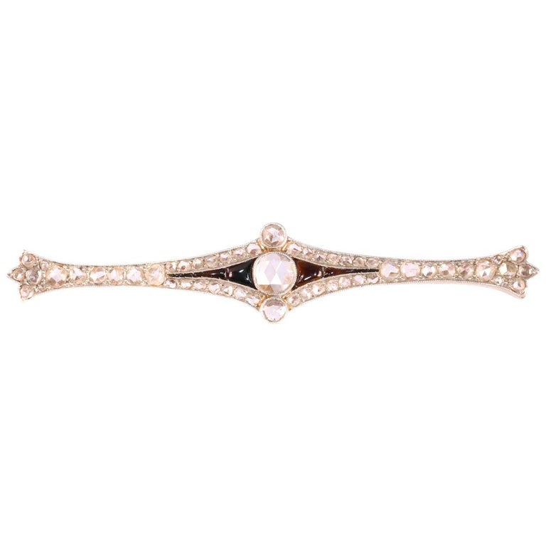 Vintage Art Deco Diamond and Onyx Bar Brooch in Original Box For Sale ...