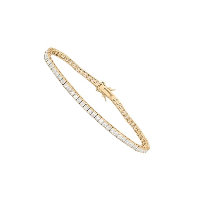 6.60 Carat Total Princess Cut Diamond Bracelet in 14 Karat Yellow Gold