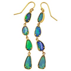 4-Tier Australian Boulder Opal Gold Dangle Earrings at 1stDibs