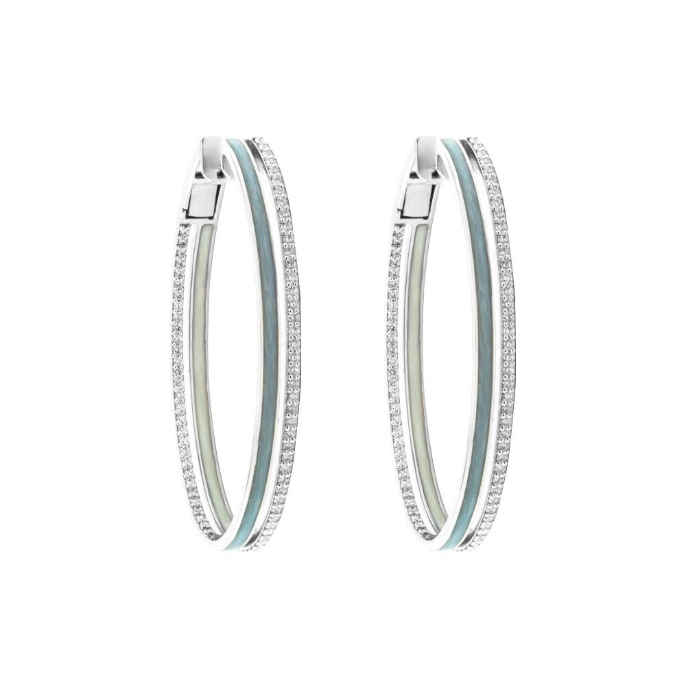  Alessa Enamel Duo Hoops 18 Karat White Gold Spectrum Collection For Sale