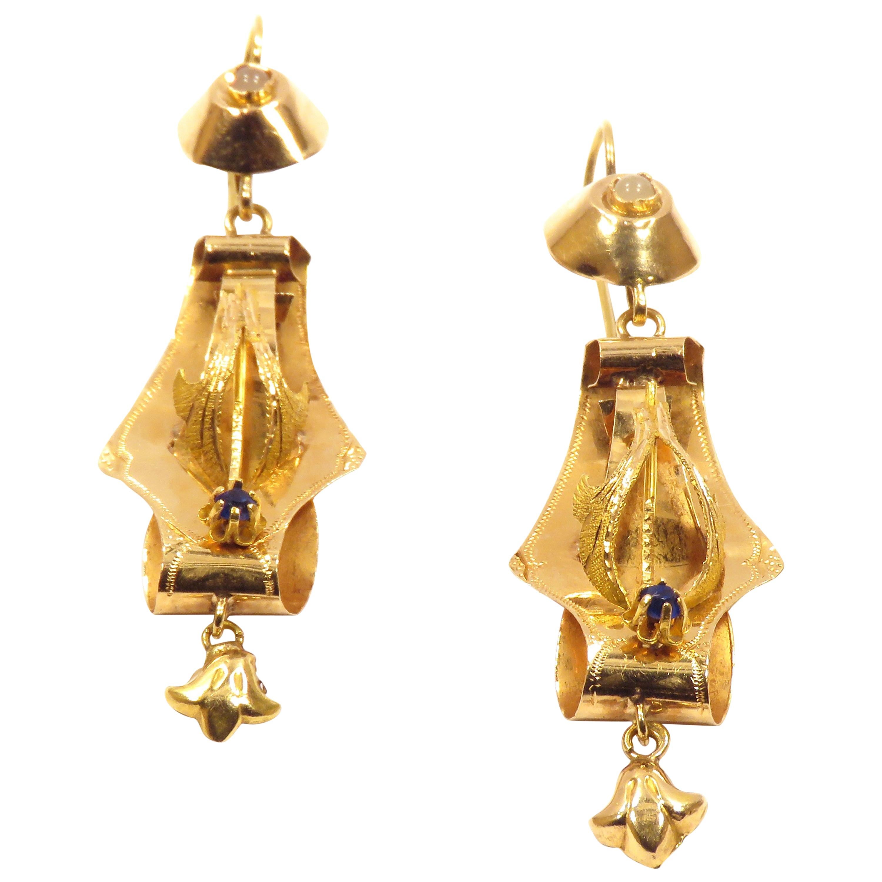 Rose Gold Vintage Dangle Earrings  For Sale