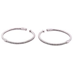 14 Karat White Gold 2.12 Carat Diamond Hoop Earrings