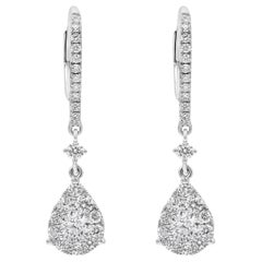 Pear Shape Cluster Diamond Drop Earrings