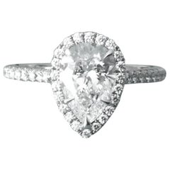 Tiffany & Co. Platinum Diamond 1.22 Carat Pear Soleste Engagement Ring E VS1