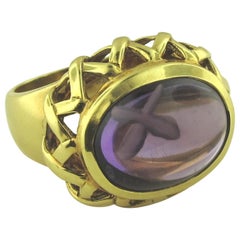 Signed "Paloma Picasso" for Tiffany 18 Karat Yellow Gold Amethyst Ring