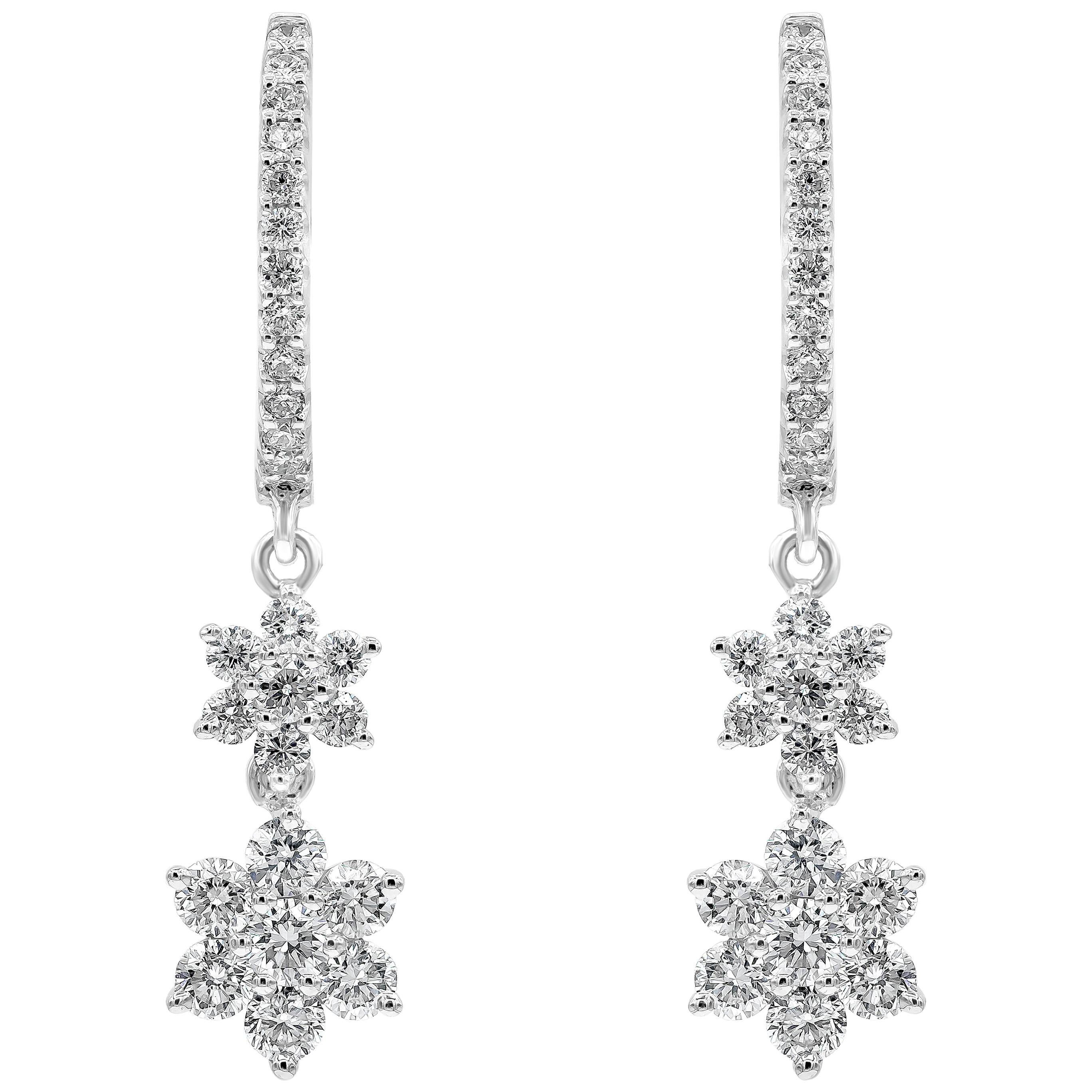 Roman Malakov, Cluster Diamond Flower Drop Earrings