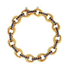 Vintage 1960s Tiffany & Co. Sapphire and Gold Link Bracelet