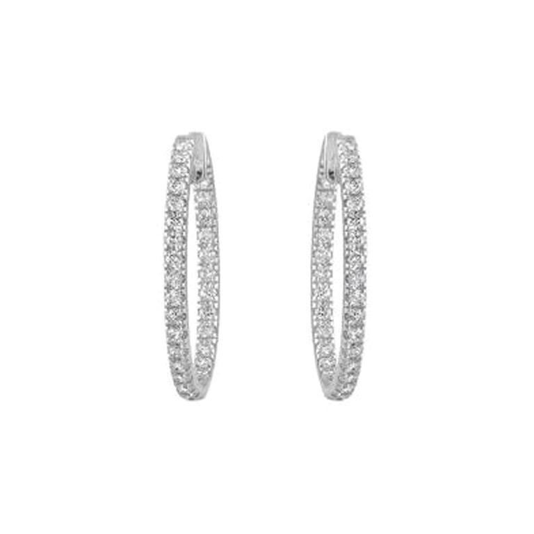 3.51 Carat Total Diamond Trellis in and Out Hoops in 14 Karat White ...