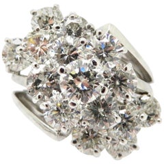 Designer Kurt Wayne 5.00 Carat Round Waterfall Diamond Ring 14 Karat Gold