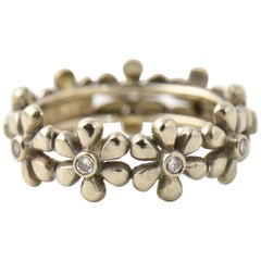 Diamond White Gold Daisy Flower Band Ring