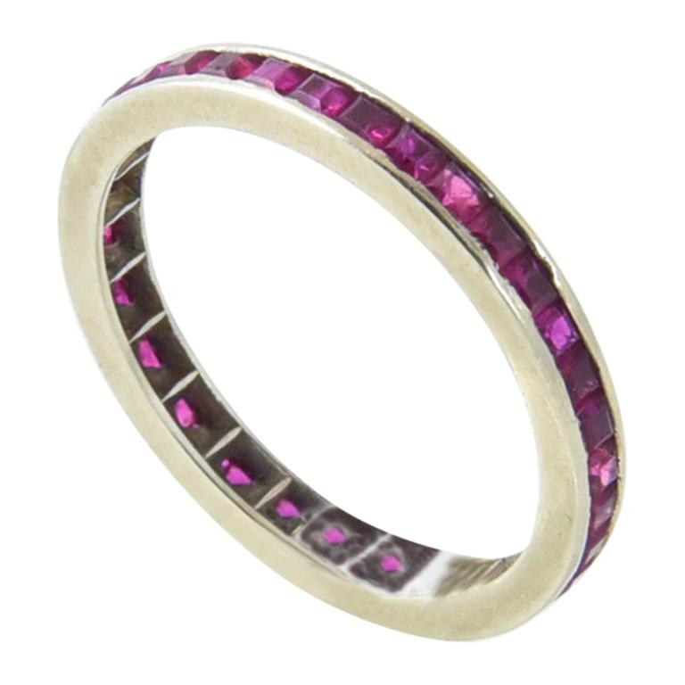Channel-Set Ruby and Gold Eternity Band Ring