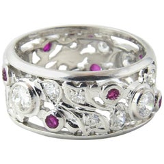 Art Deco Ruby and Diamond Platinum Band Ring