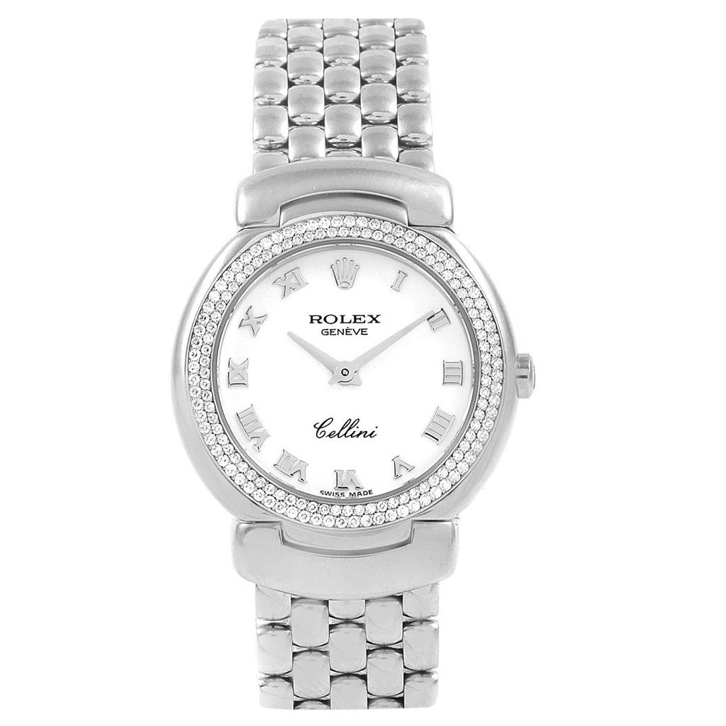 Rolex Cellini Cellissima 18 Karat White Gold Diamond Ladies Watch 6671 For Sale