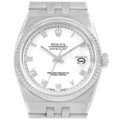Vintage Rolex Oysterquartz Datejust Steel White Gold Fluted Bezel Watch 17014