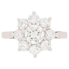 Retro Diamond Daisy Cluster Ring, circa 1950s