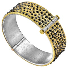Devta Doolan 10.31 Carat Black Diamond Gold Platinum One of a Kind Cuff Bracelet