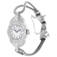 Antique Hamilton Ladies White Gold Diamond Wristwatch