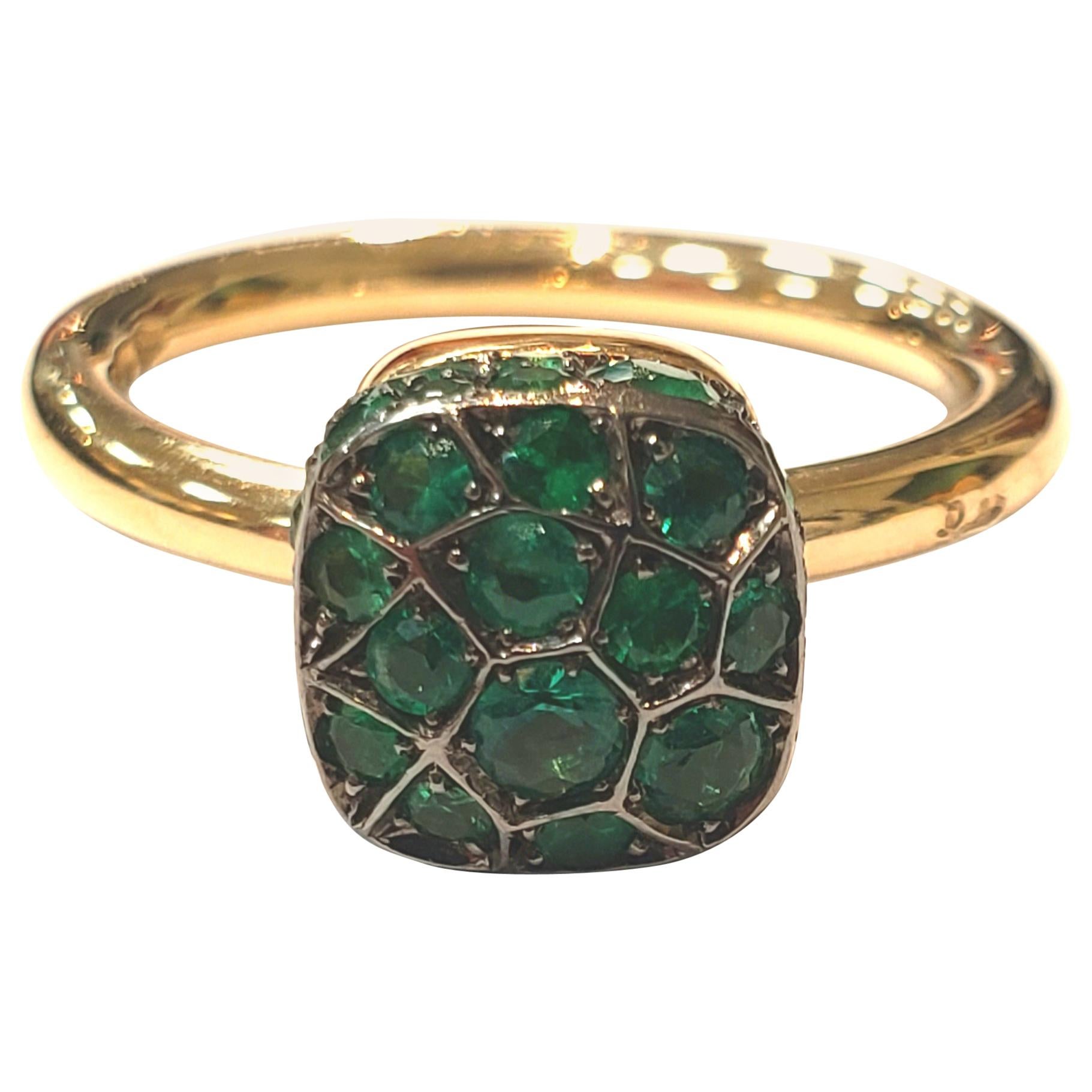 Pomellato Emerald Nudo Ring Set in 18 Karat For Sale
