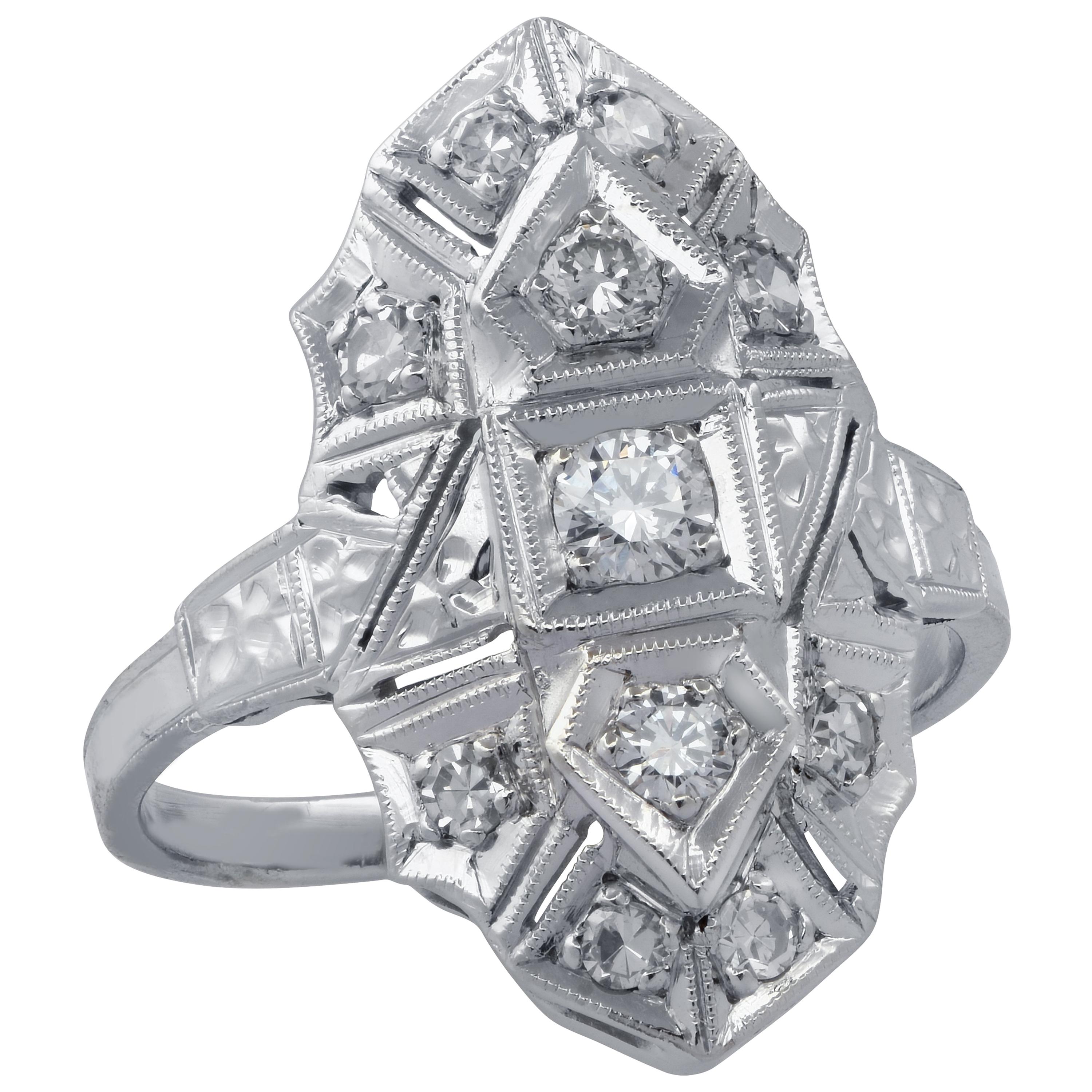 .50 Carat Art Deco Style Shield Ring