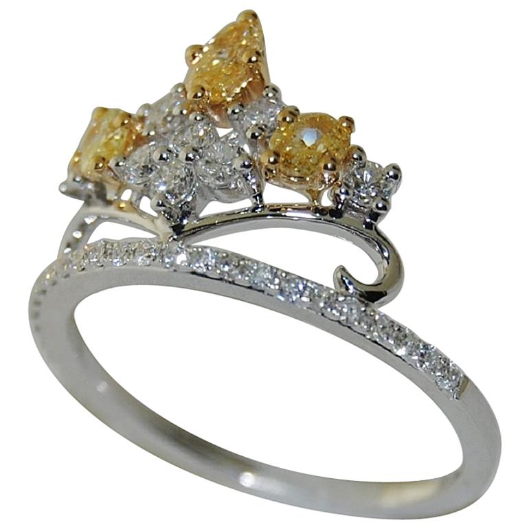 18 Karat Gold Ladies Diamond Cluster Ring 0.95 Carat For Sale