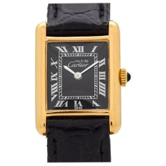 Cartier Tank Must De Ladies Sized 18 Karat Yellow Gold Plated Watch, 1990s