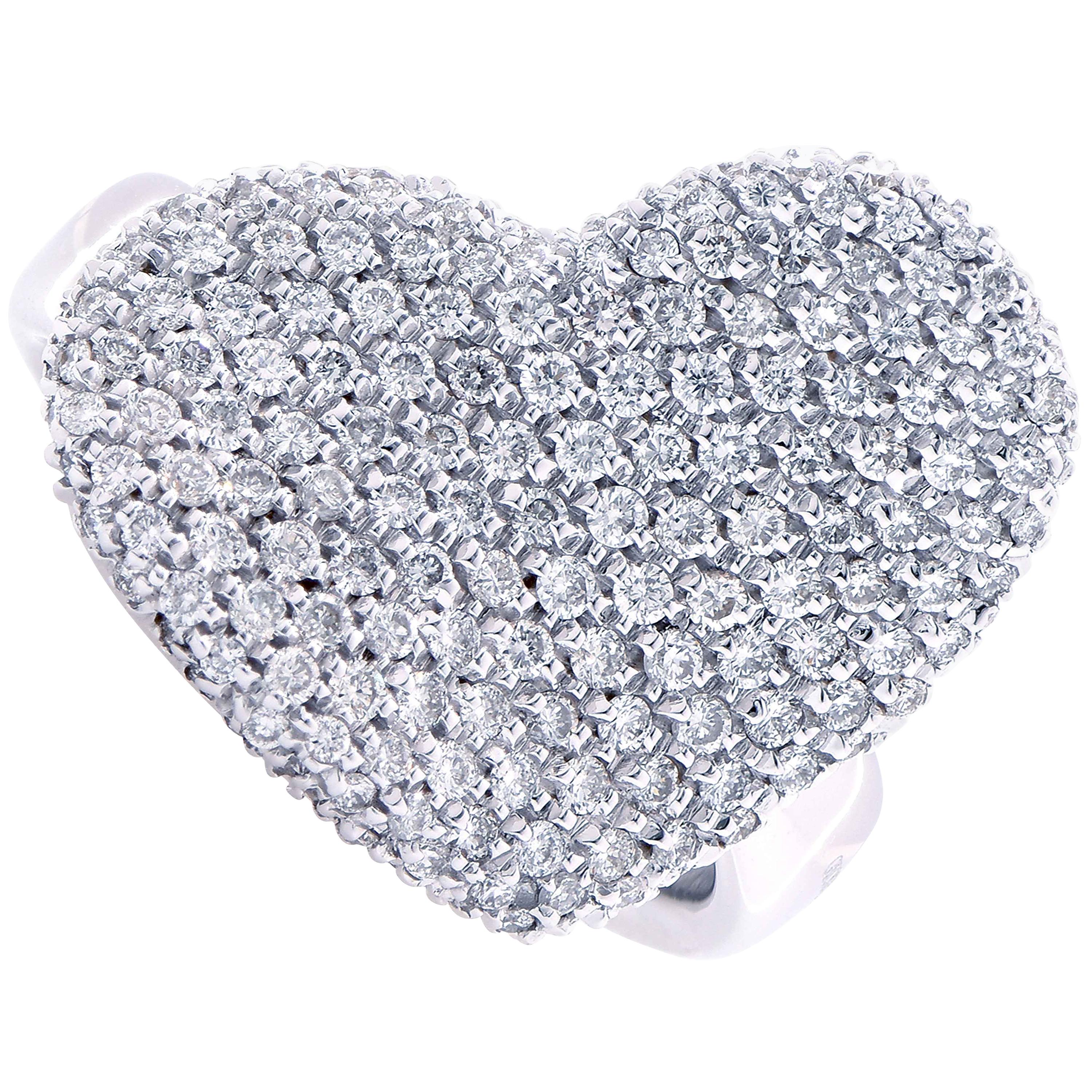 Giorgio Visconti 1.10 Carat Diamond Heart Shaped White Gold Ring For Sale