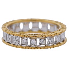 Mario Buccellati Diamond Yellow White Gold Wedding Band Ring