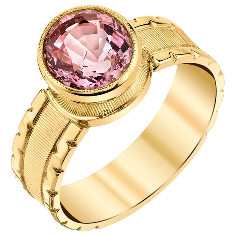 2.03 ct. Pink Spinel Band Ring in 18k Yellow Gold  