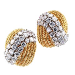 David Webb Diamond Yellow Gold Clip-On Earrings