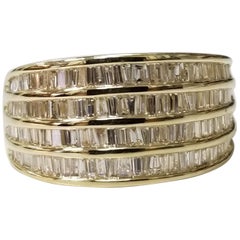 14 Karat Yellow Gold 4-Row Baguette Cut Channel Ring at 1stDibs ...