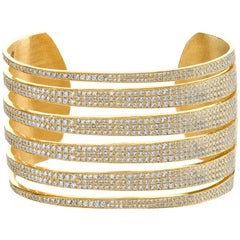 Diamond Tiger Cuff 18K Yellow Gold