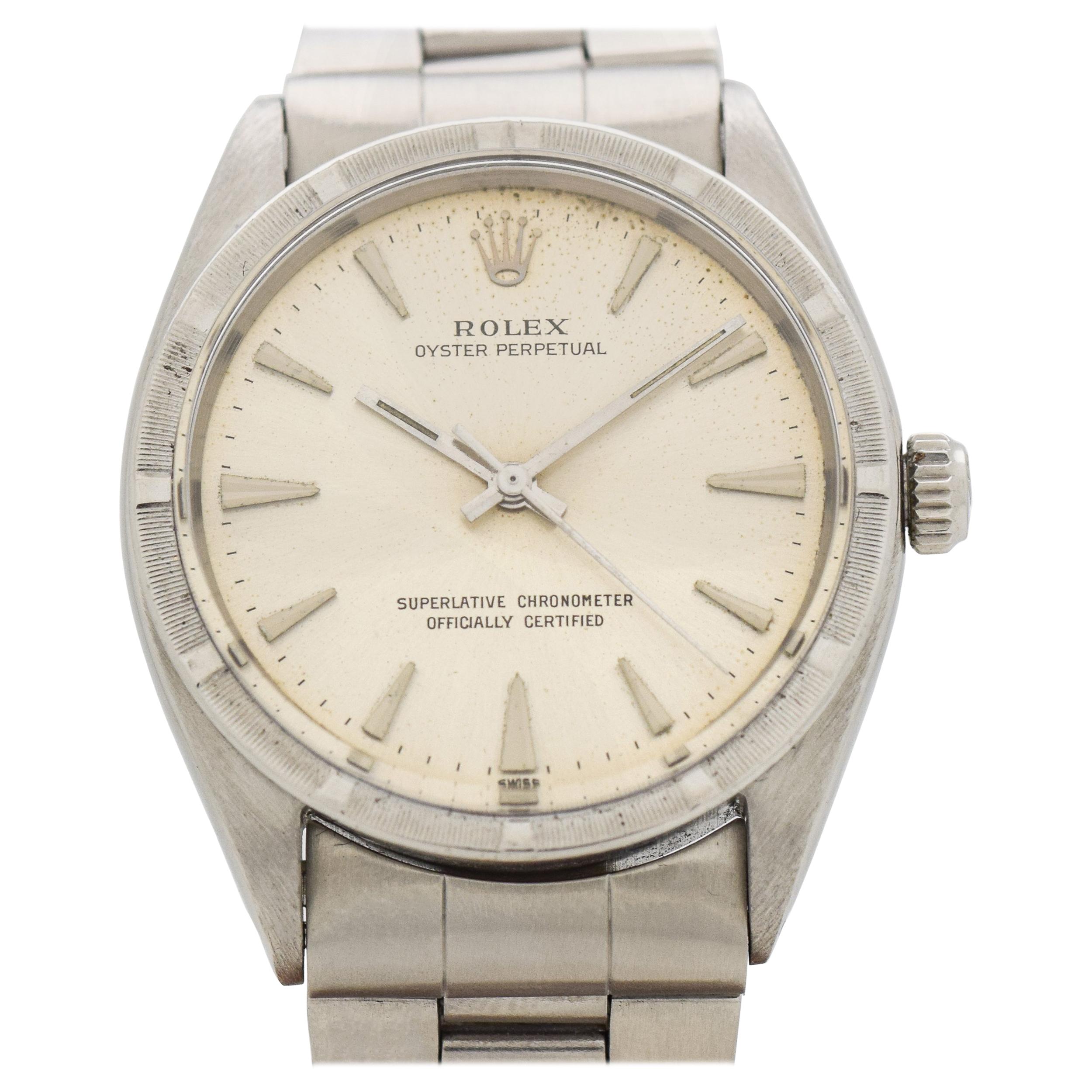 Vintage Rolex Oyster Perpetual Reference 1007 Stainless Steel Watch, 1961 im Angebot