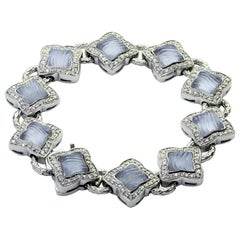 David Yurman Diamond Blue Chalcedony White Gold Quatrefoil Bracelet