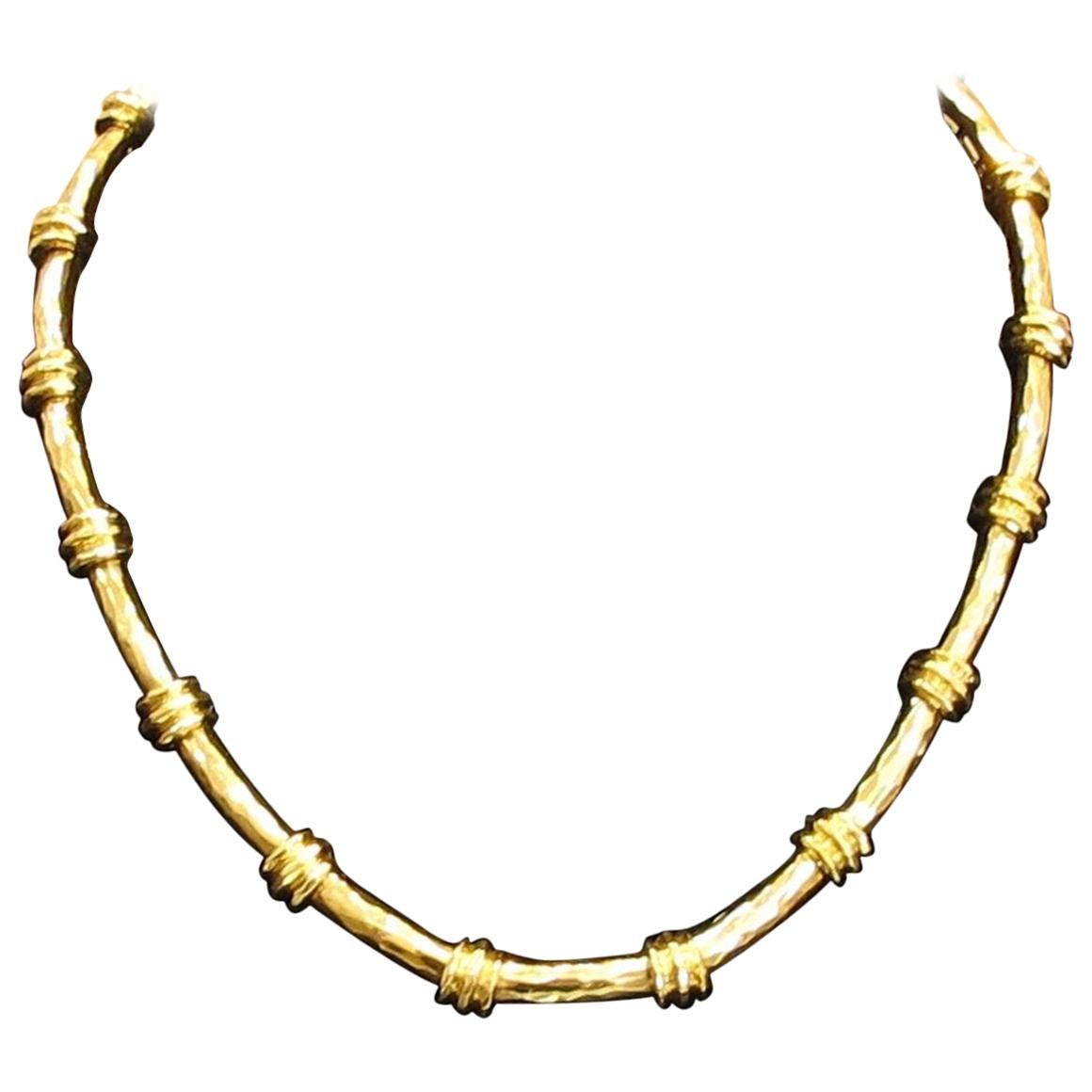 Henry Dunay 18 Karat Yellow Gold Notched Necklace