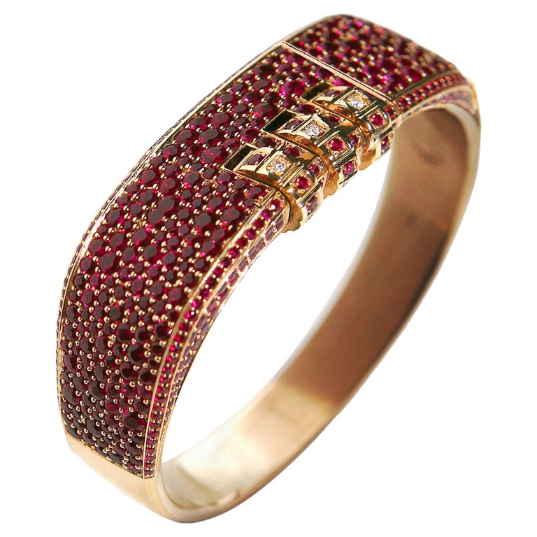 18 Karat Pave Ruby Custom Code Bracelet For Sale at 1stDibs james