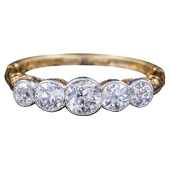 Antique Edwardian 1 Carat Diamond 18 Carat Gold Dated 1910 Five-Stone Ring
