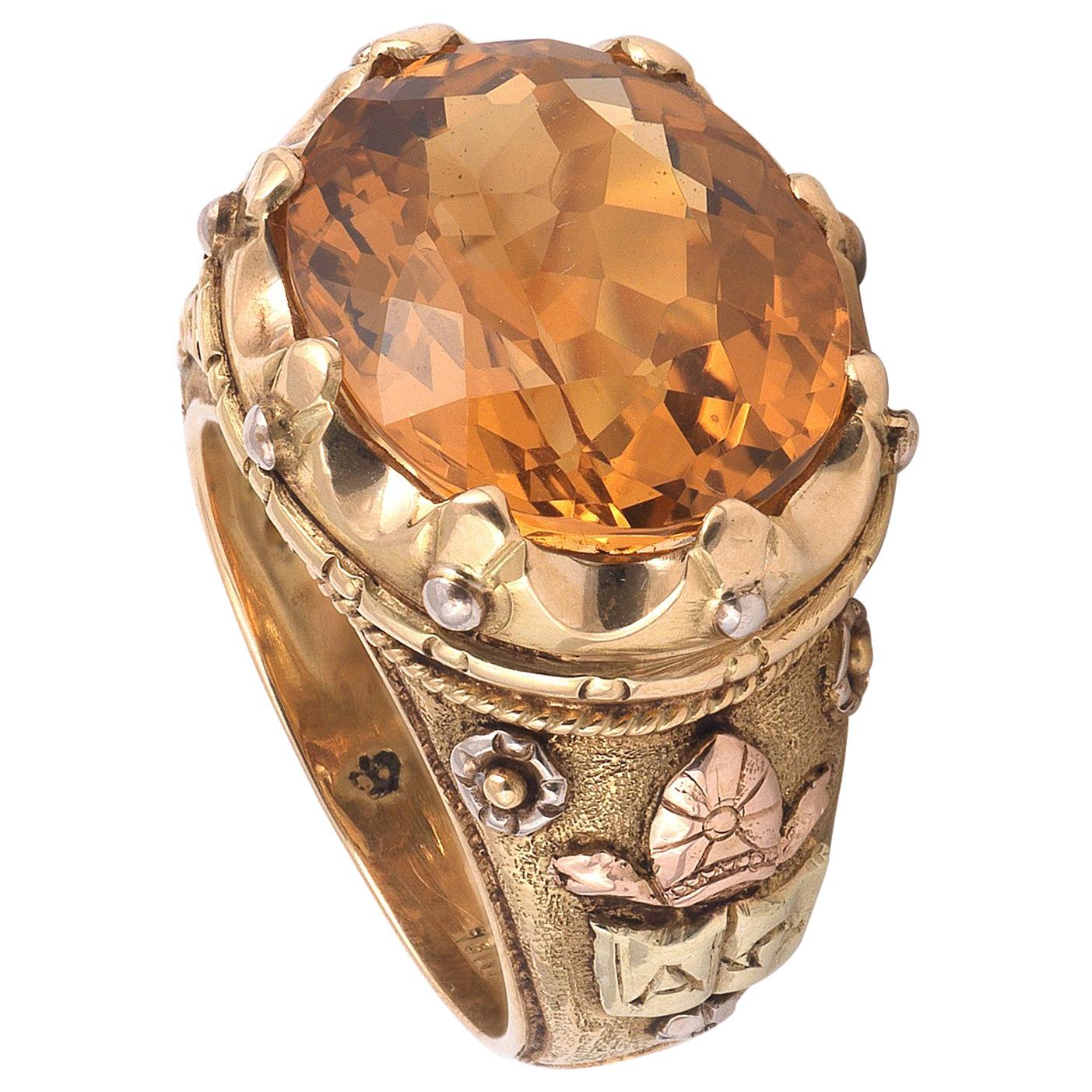 Antique French Topaz Gold Bishop’s Ring